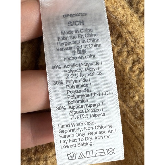 Madewell Charley Alpaca Blend Sweater Pointelle‎ Pullover Knit Tan Womens Small - Picture 4 of 6